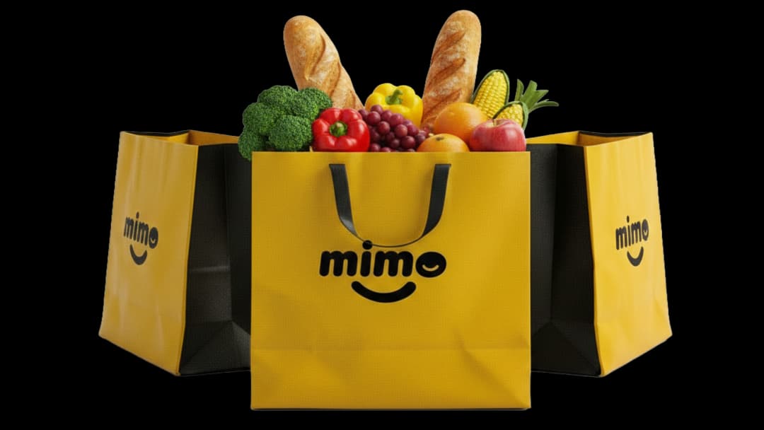 Sacolas MIMO com produtos alimentares